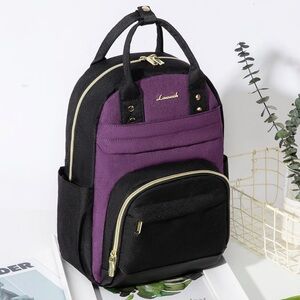 Color-Block Travel Backpack with Padded Straps for Laptop USB plug
